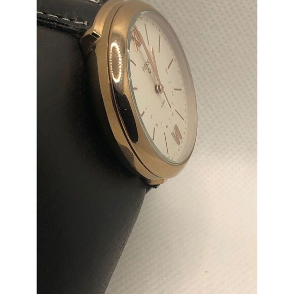 Fossil FTW5021 Women's Black Leather Analog Silver Dial Hybrid Smart Watch HO392 - Picture 3 of 9